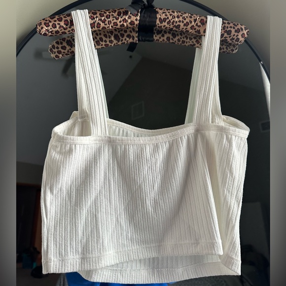 Anthropologie White Ribbed Crop Top with Bow Straps - Picture 3 of 4